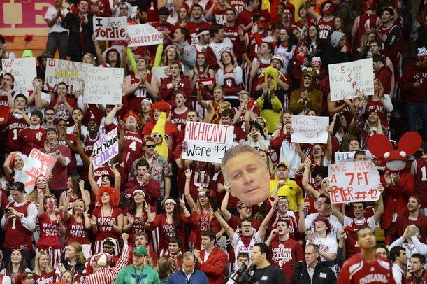 Indiana fans wave posters and cheer before the start of the game against Michigan at Assembly Hall on Saturday, Feb. 2 in Bloomington, Ind. Melanie Maxwell I AnnArbor.com